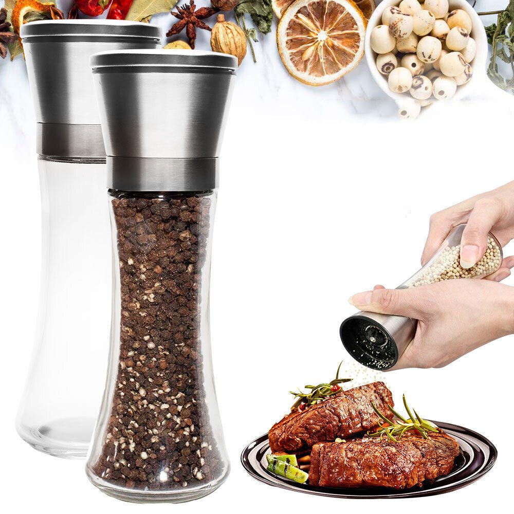 2Pcs Stainless Steel Ceramic Mills Kitchen Salt and Pepper Grinders