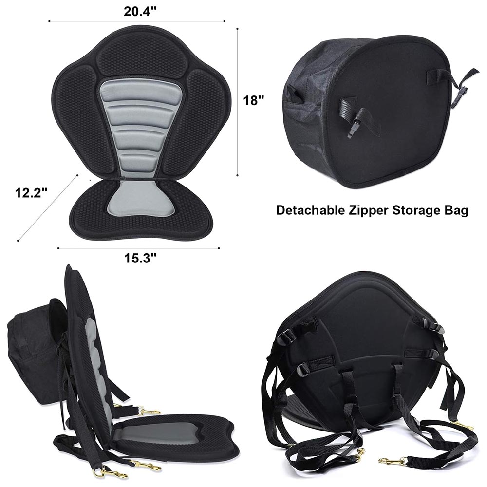 Kayak Back Support Seat Padded with Detachable Storage Bag