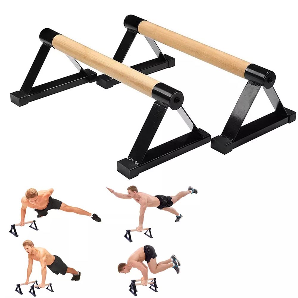 1 Pair Anti-Slip Wooden Push Up Handstand Bars For Calisthenics and Fitness