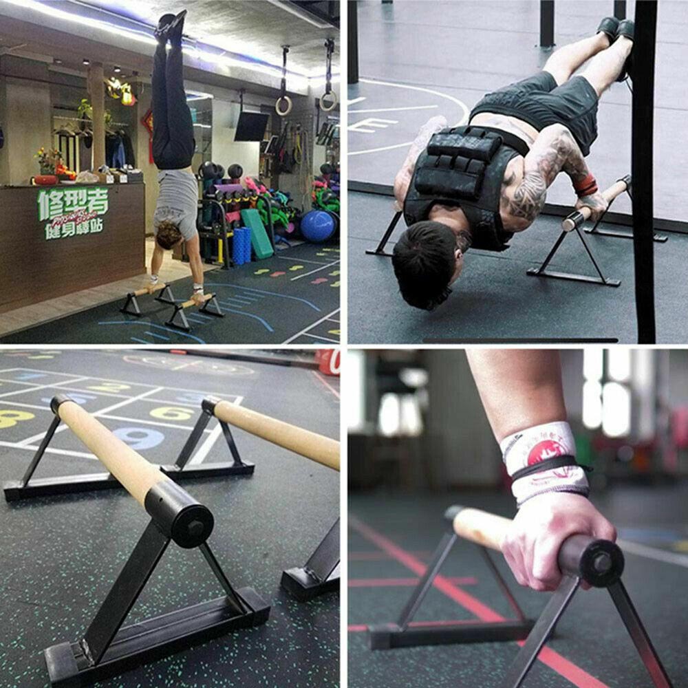 1 Pair Anti-Slip Wooden Push Up Handstand Bars For Calisthenics and Fitness