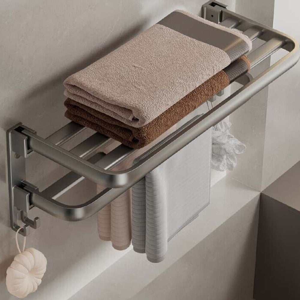 60cm Foldable Wall Mounted Towel Rack Bathroom Storage