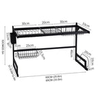 85cm Stainless Steel Over Sink Dish Drying Rack 2-Tire Kitchen Organizer