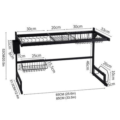 85cm Stainless Steel Over Sink Dish Drying Rack 2-Tire Kitchen Organizer