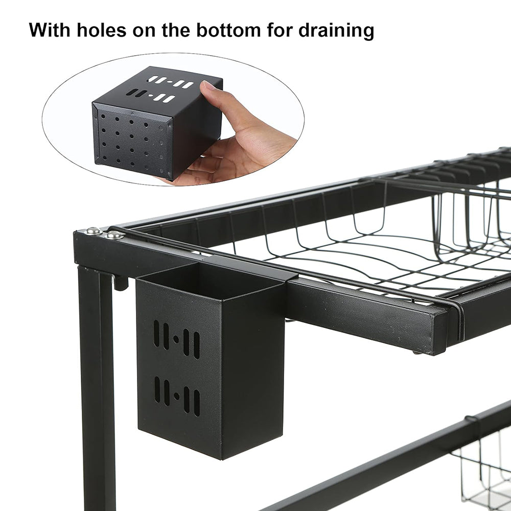 85cm Stainless Steel Over Sink Dish Drying Rack 2-Tire Kitchen Organizer