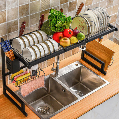 85cm Stainless Steel Over Sink Dish Drying Rack 2-Tire Kitchen Organizer