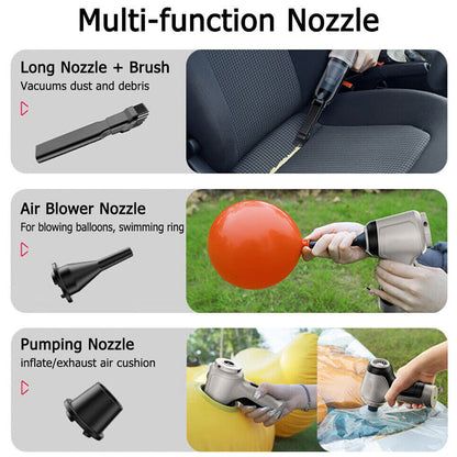 3 in 1 Wireless Handheld Car Vacuum Cleaner Air Blower USB- Rechargeable