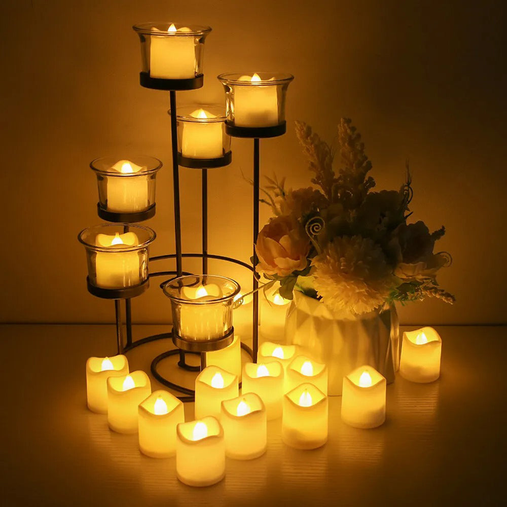 Flameless LED Warm White Tealight Candles Battery-Powered