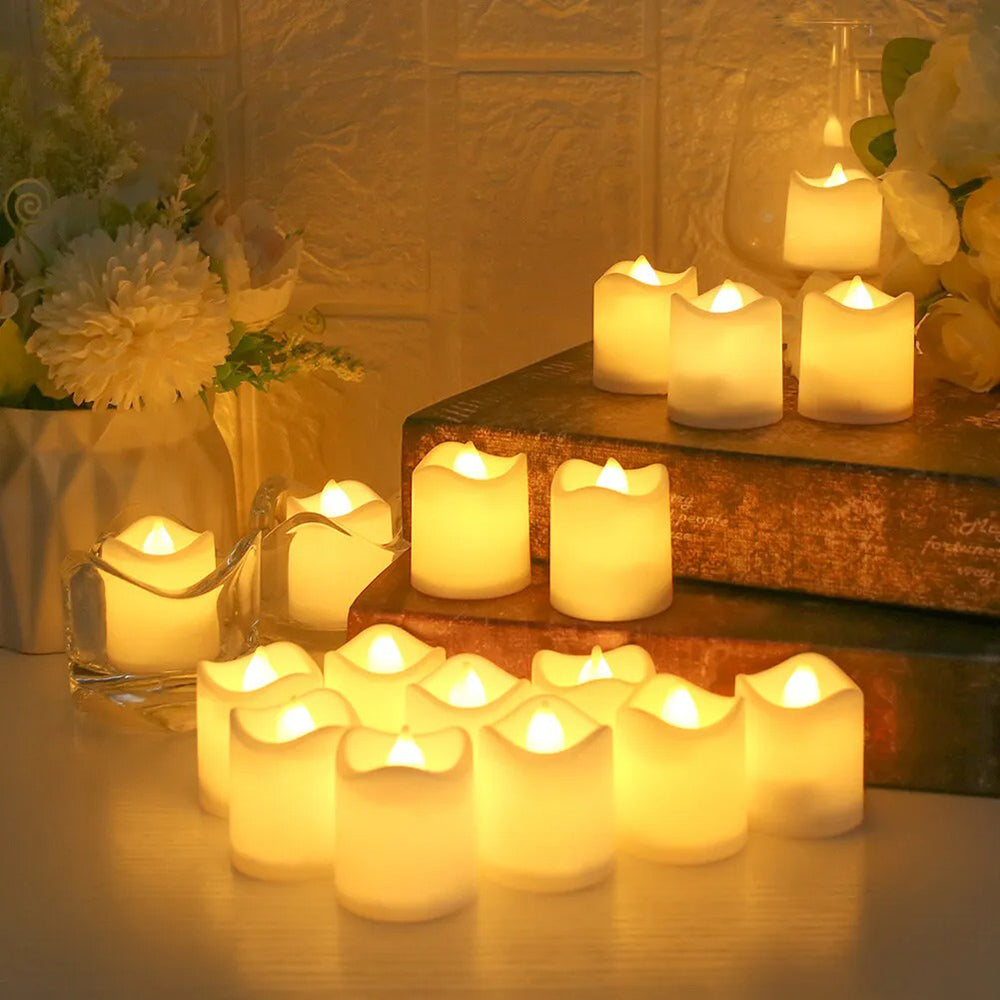 Flameless LED Warm White Tealight Candles Battery-Powered