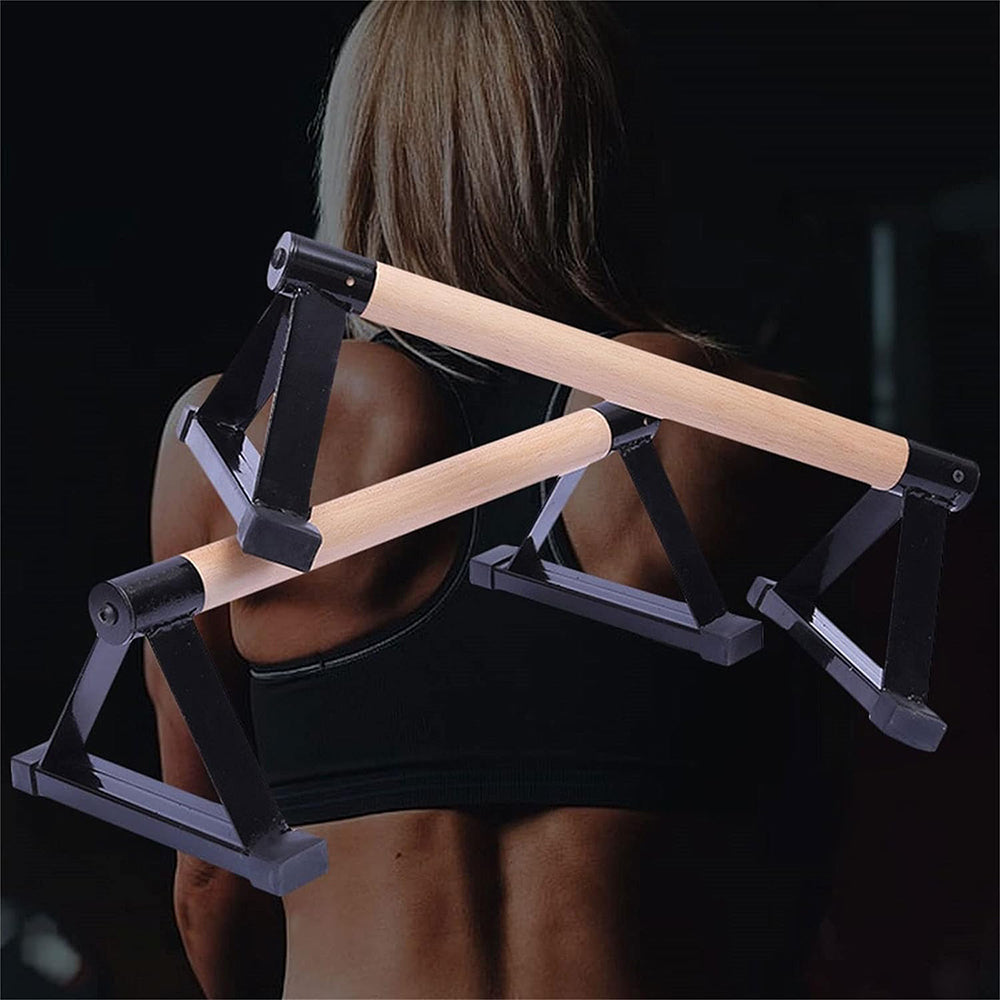 1 Pair Anti-Slip Wooden Push Up Handstand Bars For Calisthenics and Fitness