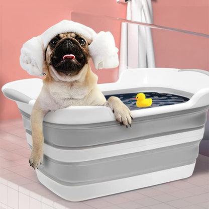 PETSWOL Collapsible Pet Bathtub with Water Drain Plug