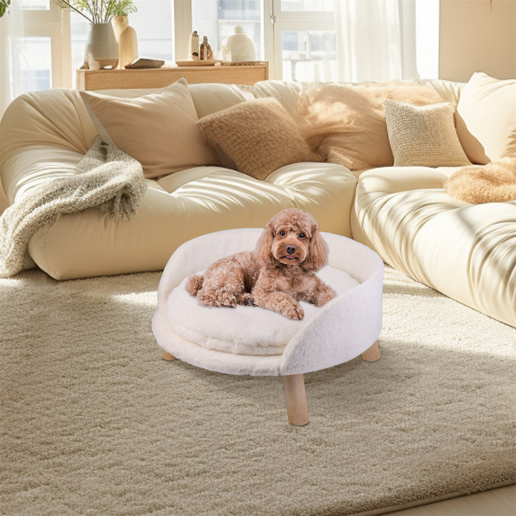Pet Sofa Bed Raised Cat Chair with Removable Cushion