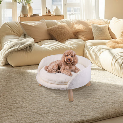 Pet Sofa Bed Raised Cat Chair with Removable Cushion
