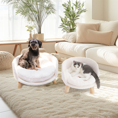 Pet Sofa Bed Raised Cat Chair with Removable Cushion