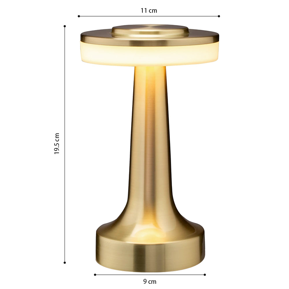 LUMIRO Portable LED Table Lamp with Touch Sensor, 3 Levels of Brightness, Night Light, Bedside Lamp - Gold