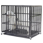 Heavy Duty Pet Dog Cage Strong Metal Crate Kennel Playpen with Wheels &Tray