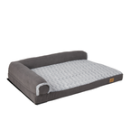 L-shape Pet Calming Bed Chaise Sofa Kennel Mat with Removable Plush Cover