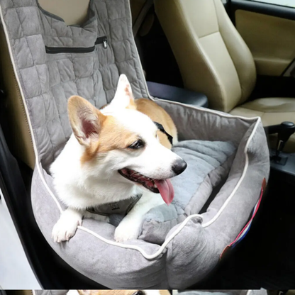 Anti-Slip Pet Booster Seat with Storage Pockets and Safety Leash
