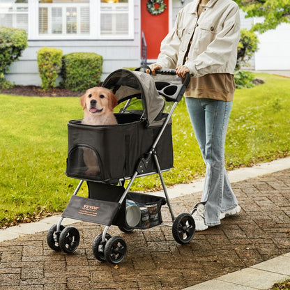 4-Wheel Pet Stroller for Dogs and Cats Perfect for Travel Exercise and Everyday Use
