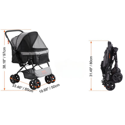 4-Wheel Pet Stroller for Dogs and Cats Perfect for Travel Exercise and Everyday Use
