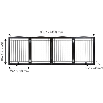 Free Standing Dog Gate Freestanding Pet Gate 3 Panels Foldable Dog Gate