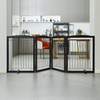 Free Standing Dog Gate Freestanding Pet Gate 3 Panels Foldable Dog Gate