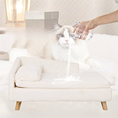 Cozy L Shape Pet Sofa Bed with Cushion and Wooden Legs