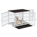 3-Door Dog Furniture Style Dog Crate End Table Pet Kennel with Removable Tray