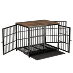 3-Door Dog Furniture Style Dog Crate End Table Pet Kennel with Removable Tray
