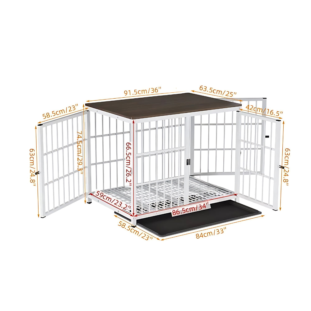 3-Door Dog Furniture Style Dog Crate End Table Pet Kennel with Removable Tray