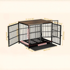 3-Door Dog Furniture Style Dog Crate End Table Pet Kennel with Removable Tray