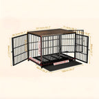 3-Door Dog Furniture Style Dog Crate End Table Pet Kennel with Removable Tray