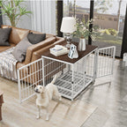 3-Door Dog Furniture Style Dog Crate End Table Pet Kennel with Removable Tray