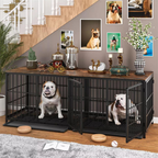 3-Door Dog Furniture Style Dog Crate End Table Pet Kennel with Removable Tray