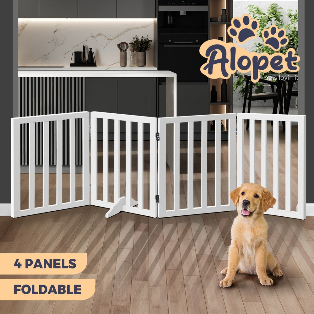 Wooden Dog Fence Pet Gate with 4 Panels