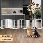 Wooden Pet Gate Dog Fence with 6 Panels