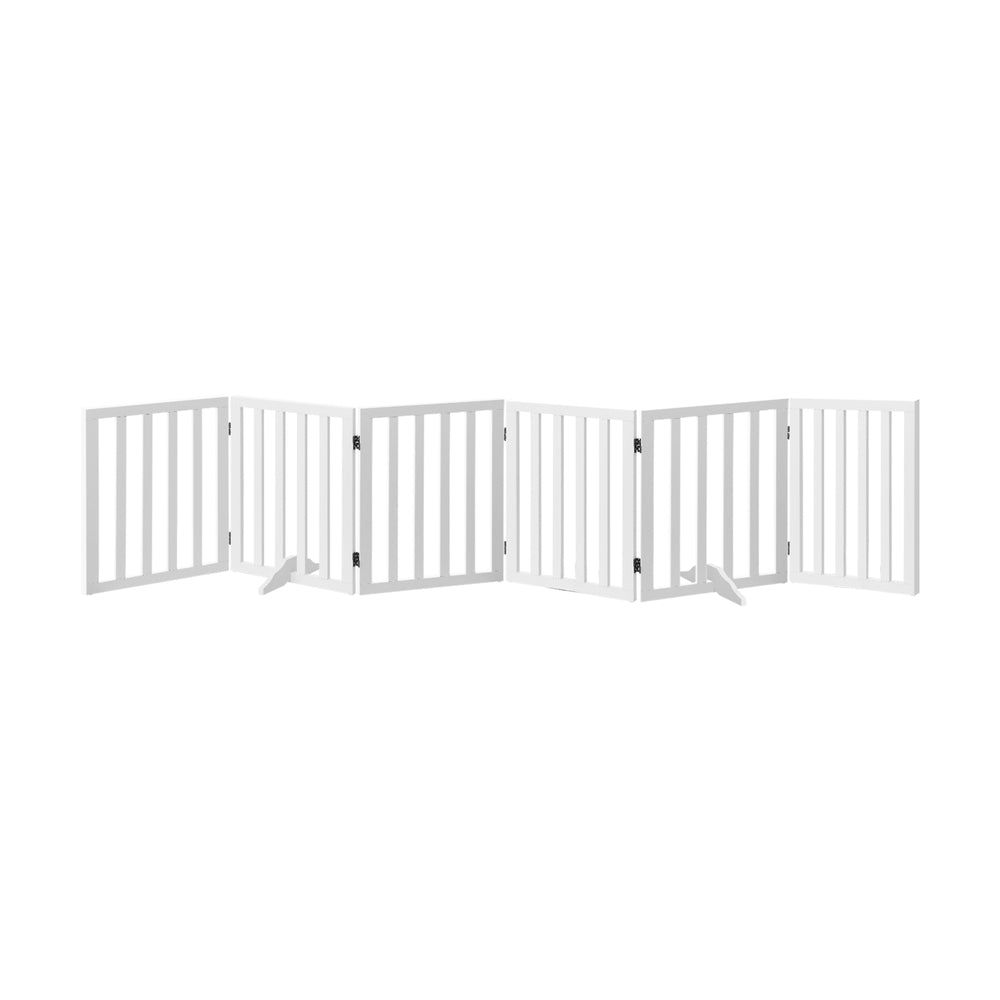 Wooden Pet Gate Dog Fence with 6 Panels