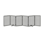 Grey Wooden Pet Gate Dog Fence with 6 Panels 80cm