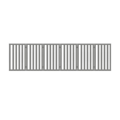 Grey Wooden Pet Gate Dog Fence with 6 Panels 80cm