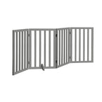 Grey Wooden Pet Gate Dog Fence with 4 Panels 80cm