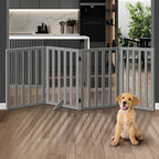 Grey Wooden Pet Gate Dog Fence with 4 Panels 80cm