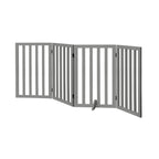 Grey Wooden Pet Gate Dog Fence with 4 Panels 80cm