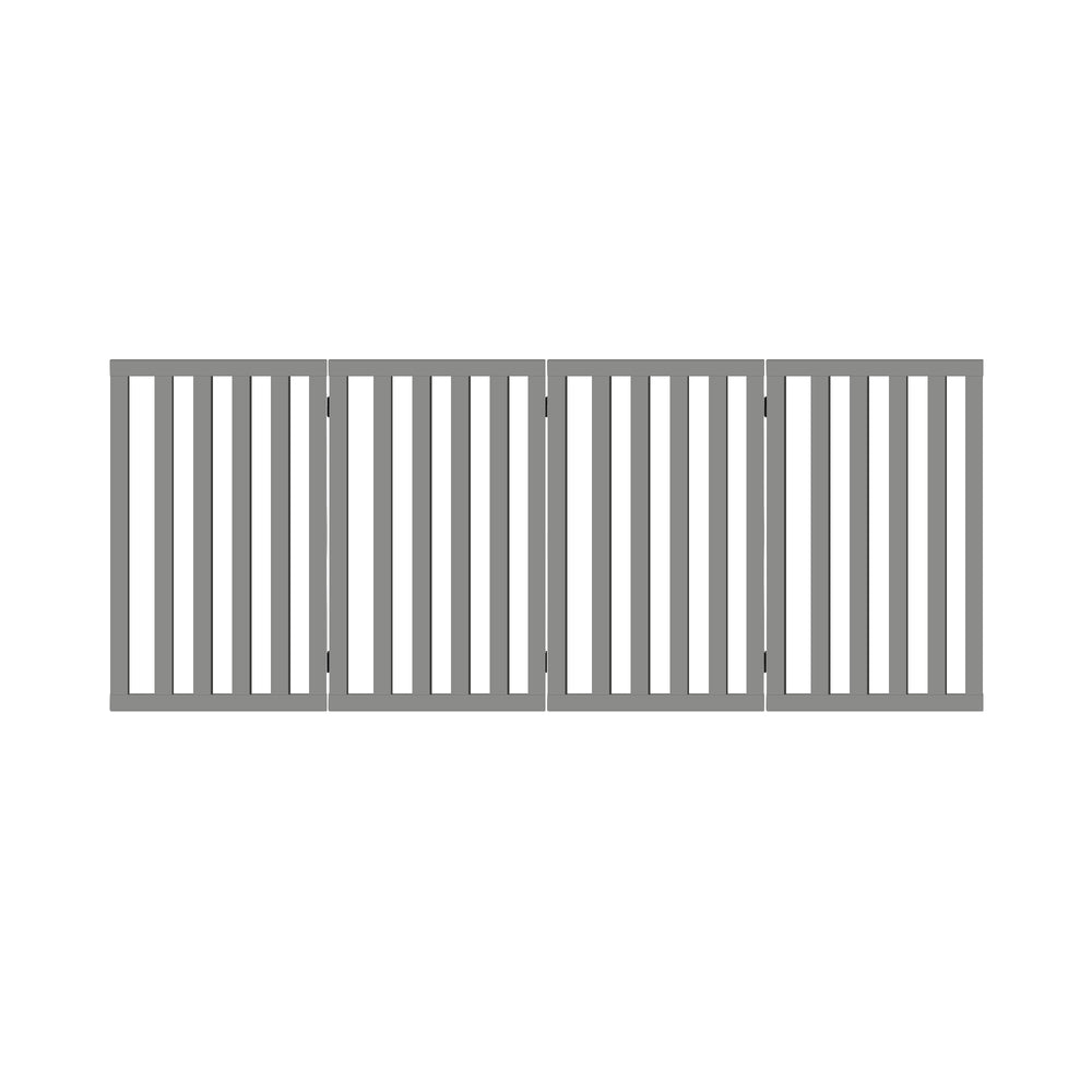 Grey Wooden Pet Gate Dog Fence with 4 Panels 80cm