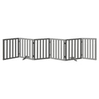Grey Wooden Pet Gate Safety Stair Barrier with 6 Panels