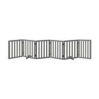 Grey Wooden Pet Gate Safety Stair Barrier with 6 Panels