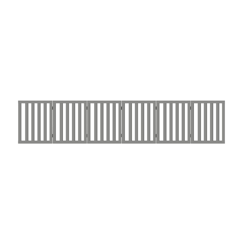 Grey Wooden Pet Gate Safety Stair Barrier with 6 Panels