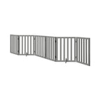 Grey Wooden Pet Gate Safety Stair Barrier with 6 Panels