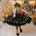 Elegant Girl Dresses, Sequins Princess Dress Baby Girl Birthday Party snow flex print Prom Gown Baptism Party Dress Kids Clothes, Girls Tutu Dress