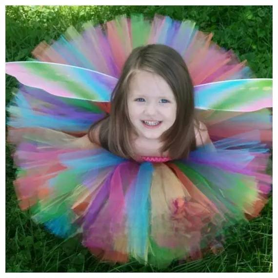 Girls Rainbow Tutu Dress, Rainbow fairy Dress, Girls Tutu Dress, Girls Princess Dress, fairy Costume, Butterfly Wing dress