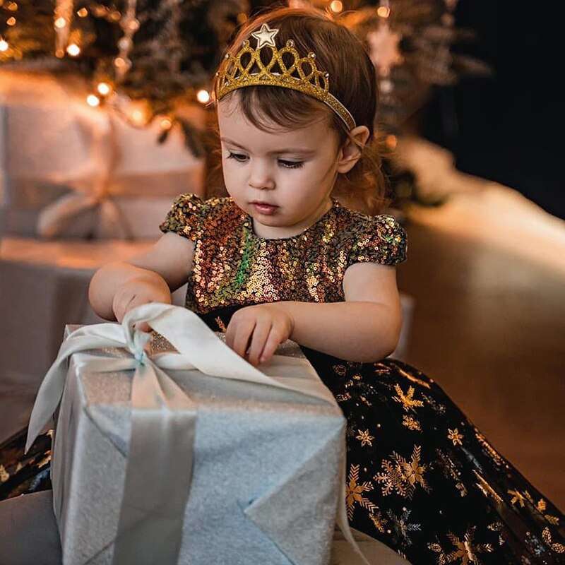 Elegant Girl Dresses, Sequins Princess Dress Baby Girl Birthday Party snow flex print Prom Gown Baptism Party Dress Kids Clothes, Girls Tutu Dress