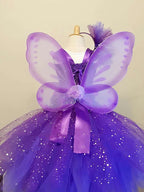 Purple Tulle Dress Girls Butterfly Dress Flower Fairy Tutu Dress Fairy Dress with Hairbow and Wing Kids Party Costume Dresses